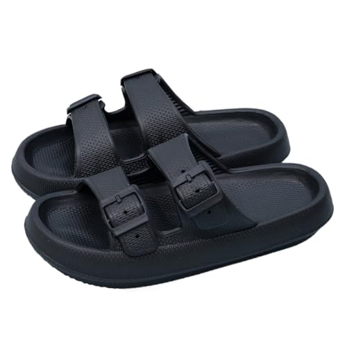 HiGropcore Sandalen Damen Sommer Flach Bequem Zehentrenner Weite Sandaletten Freizeit Flip Flops Strandschuhe Verstellbaren Schnallen rutschfest Schnell Trocknend Bequeme Wolkenschuhe von HiGropcore