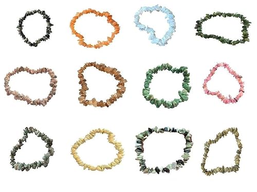 HiJet 12 Pack Chips Armbänder Set Edelstein Chips Armbänder Chakra Armbänder Dehnbare Armbänder Naturstein Edelstein Dehnbar Chip Armband Set HiJet 12 Pack Chips Armbänder Set Edelstein Chips Armbänder Chakra Armbänder Dehnbare Armbänder Naturstein Edelstein Dehnbar Chip Armband Set von Hijet