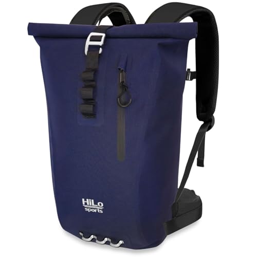 HiLo sports 25 Liter Rolltop Rucksack wasserdicht - Urban 25 Kurierrucksack - Rucksack für Damen und Herren - Für Büro, Arbeit, Freizeit & Fahrrad (Navy Blau) von HiLo sports