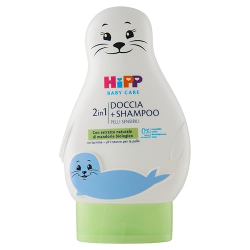 HiPP - Baby Care Dusch-Shampoo für Kinder in Form einer lustigen Robbe, reinigt sanft Körper und Haare, pH-neutral, mit Bio-Mandel-Extrakt, 1 Flasche mit 200 ml von HiPP