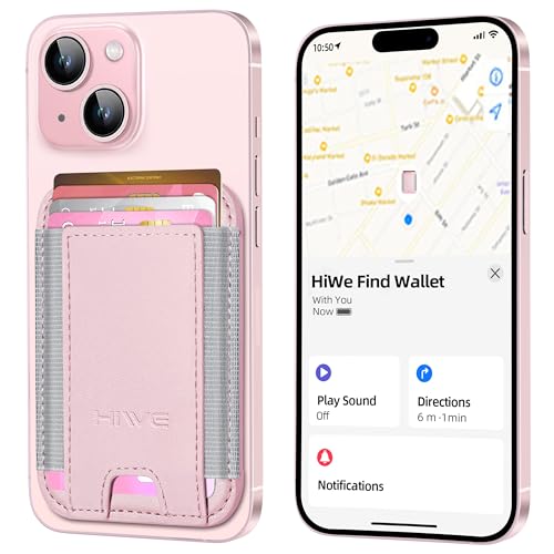 HiWe Magnetische Geldbörse mit Find My, rose, 3.82"x2.64"x0.23", Minimalistisch mit Find My von HiWe