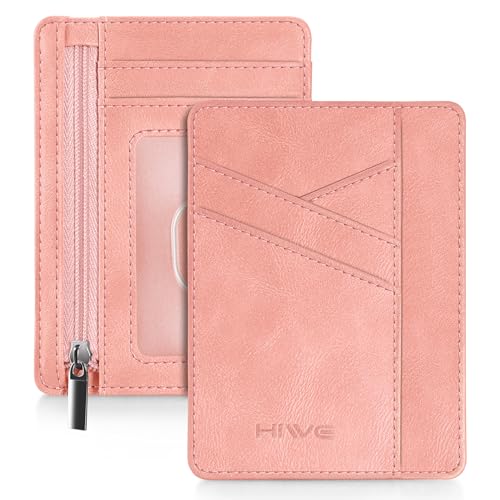 Kreditkartenetui Slim Wallet Slim Wallet Slim Minimalistische Fronttasche Wallet, Pink, Classic von HiWe