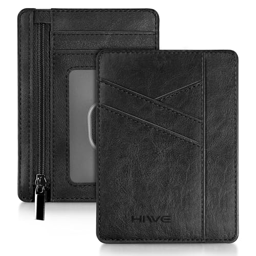 Kreditkartenetui Slim Wallet Slim Wallet Slim Minimalistische Fronttasche Wallet, Schwarz, Classic von HiWe