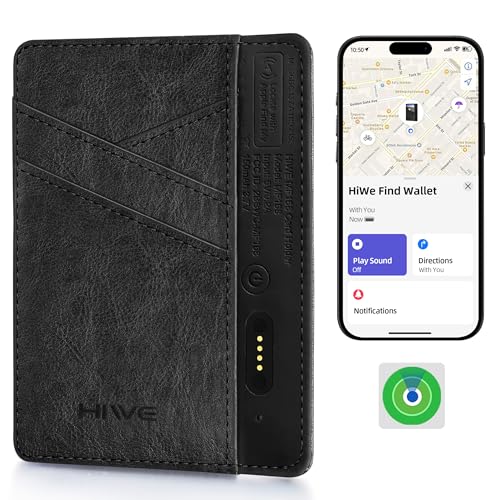 HiWe Damen Minimalistische Fronttasche Wallet, Schwarz, Mit Find My, RFID-geschützt von HiWe