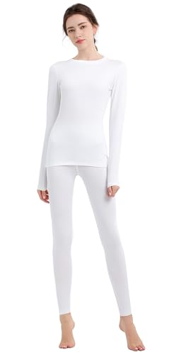HiZiTi Thermounterwäsche Damen Skiunterwäsche Set Winter Weiß Funktionsunterwäsche Thermo Unterwäsche Ski Damen Extra Warm Atmungsaktive Thermowäsche mit Thermounterhose Thermounterhemd Langarm XXL von HiZiTi