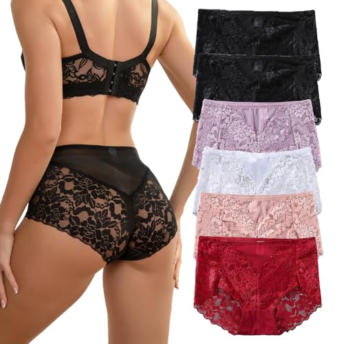 HiaLegion Damen Schlüpfer Slip Damen Spitze Sexy Unterwäsche Mehrpack Women's Knickers Unterhosen Damen Nahtlos und Schöne Taille Panties S von HiaLegion