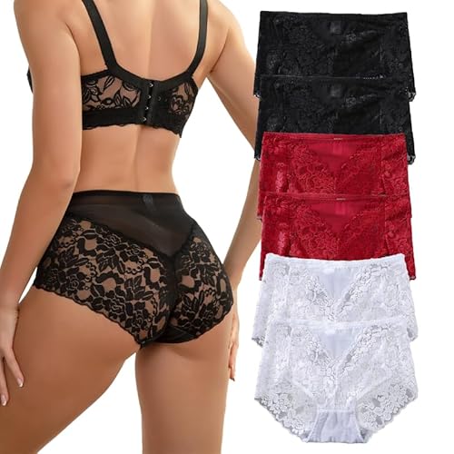 HiaLegion Damen Unterwäsche Spitze Große Größen Damen Slip Sexy Unterhosen Damen Nahtlos Damen Slips Mehrpack Panties Hipster Unterwäsche Damen Cheeky Damen Slip L von HiaLegion