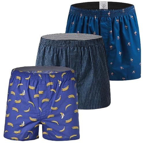 Hialegion American Boxershorts Herren Weit Unterhosen Männer Boxershorts Herren 100% Baumwolle Atmungsaktiv Schlafhose 3 Pack L von Hialegion