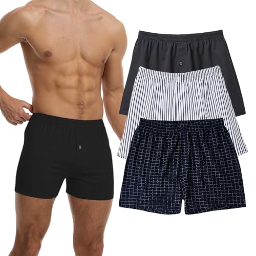 Hialegion Baumwoll Boxershorts Herren Bequemer Boxer Shorts Unterhosen für Männer mit Gummiband Atmungsaktiv 3er-Pack XL von Hialegion