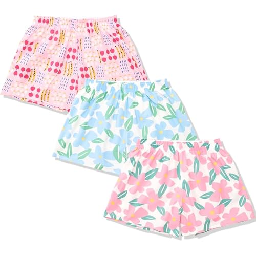 Hialegion Baumwolle Schlafhose Damen Boxershorts Pyjamashorts Freizeithose Weich Schlafshorts Sommer Weite Kurze Hosen Damen 3er-Pack XS von Hialegion