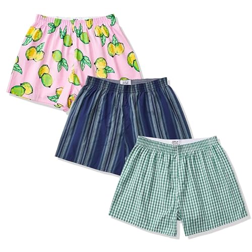 Hialegion Baumwolle Schlafhose Pyjama Shorts Damen Boxershorts Weich Sommer Strandhose Weite Kurze Freizeithose Damen 3er-Pack XS von Hialegion