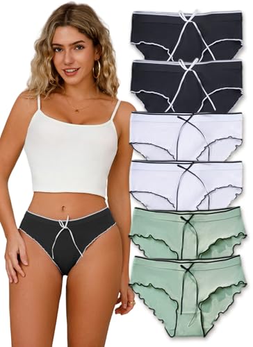 Hialegion Unterhosen Damen Baumwolle Pantys Atmungsaktiv Slips Bequeme Frauen Hipster-Unterwäsche 6er-Pack M von Hialegion