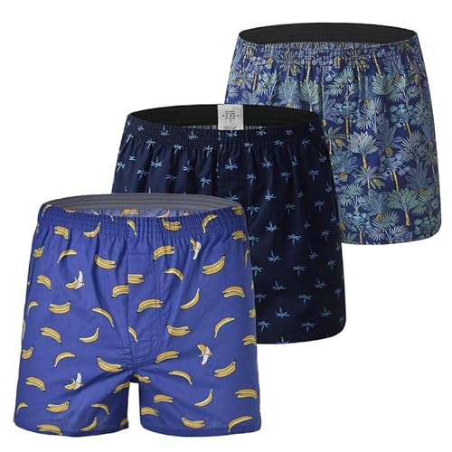 Hialegion Boxershorts Herren 100% Baumwolle American Boxershorts Witzig Weit Unterhosen Männer Boxer for Men Komfortabel 3 Pack S von Hialegion