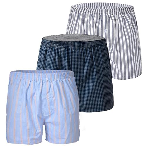 Hialegion Boxershorts Herren Baumwolle 100% American Boxershorts Herren Boxershorts Kariert Locker Schlafhose 3 Pack S von Hialegion