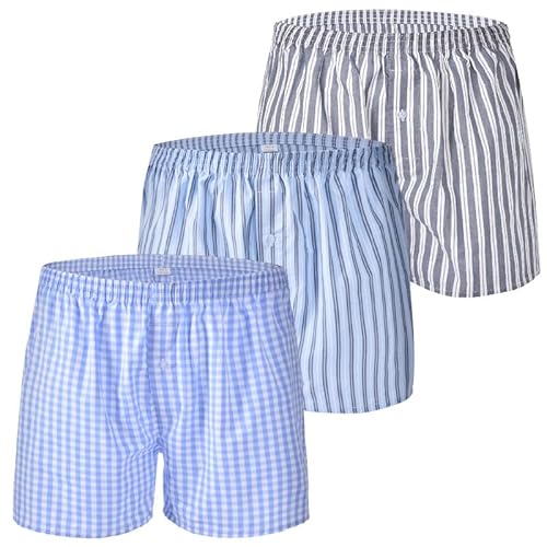 Hialegion Boxershorts Herren Baumwolle Weit American Boxershorts Herren Komfortabel Boxer Atmungsaktiv Unterhosen Schlafhose Kurz 3 Pack S von Hialegion