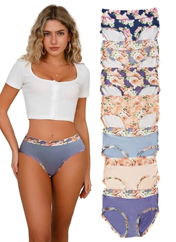 Hialegion Briefs Damen Bequeme Unterhosen Damen Blümchenmuster Slips Hipster Große Größen Unterwäsche für Frauen 7PCS 4XL von Hialegion