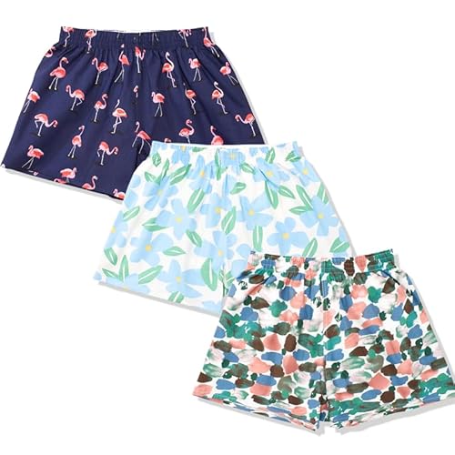 Hialegion Damen Baumwolle Schlafanzughose Boxershorts Damen Gummiband Hotpants Sommer Going out Freizeithose Pyjama Shorts Weite Kurze Hosen 3er-Pack S von Hialegion