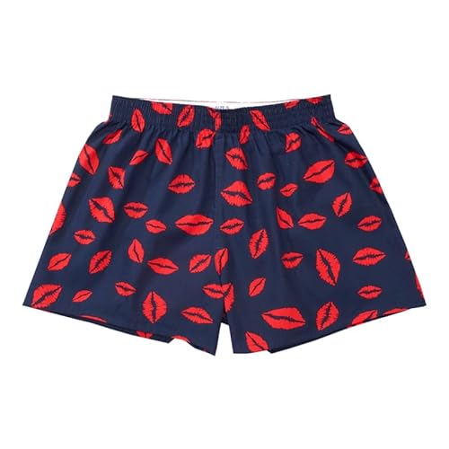 Hialegion Damen Baumwolle Schlafanzughose Boxershorts Gummiband Hotpants Sommer Going out Freizeithose Pyjama Shorts Kisses M von Hialegion