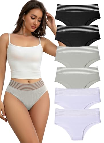 Hialegion Damen Mehrpack Höschen Baumwolle Unterwäsche mit Breitem Tailleband Schlüpfer Weiblich Weiche und Bequeme XL von Hialegion