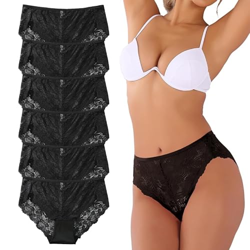 Hialegion Damen Slips Mehrpack Spitze Unterwäsche Frauen Große Größen Damen Hipster Panties Unterhosen Damen Nahtlos 2XL von Hialegion