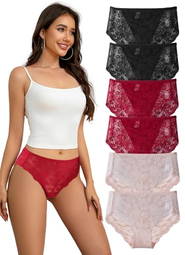 Hialegion Damen Slips Patchwork Spitze Unterwäsche Frauen Unterhosen Damen Nahtlos Große Größen Schlüpfer Womens Cheecky Pantys 6er 2XL von Hialegion