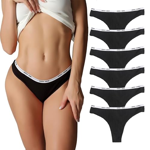 Hialegion Damen Slips Tanga Baumwolle Sexy Unterwäsche Damen Soft und Atmungsaktiv Sport Unterwäsche Schwarz 6 Stück M von Hialegion