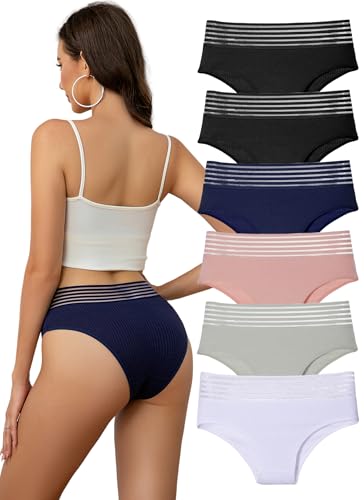 Hialegion Frauen Slips-Unterhosen Baumwolle mit Hohem Beinschnitt Bikini-Unterhose Schöne mit Hohe Taillen Atmungsaktives 6er XL von Hialegion
