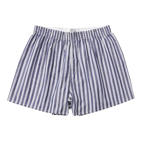 Hialegion Freizeithose Damen Baumwolle Schlafhose Pyjama Damen Weite Kurze Boxershort Frauen Hotpants Grauer Streifen XL von Hialegion