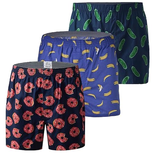Hialegion Herren-Boxershorts Weit American Boxershorts Herren Baumwolle Retroshorts Unterhosen Atmungsaktiv 3 Pack S von Hialegion
