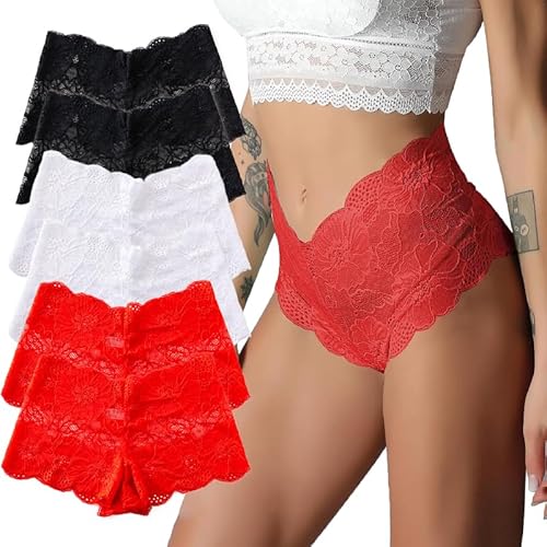 Hialegion Hipster Damen Spitze Nahtlose Unterhosen Damen Brazilian Slip Damen V-Taille Boyshorts Sexy Unterwäsche Frauen Größen Damen 6 Stück 1XL von Hialegion