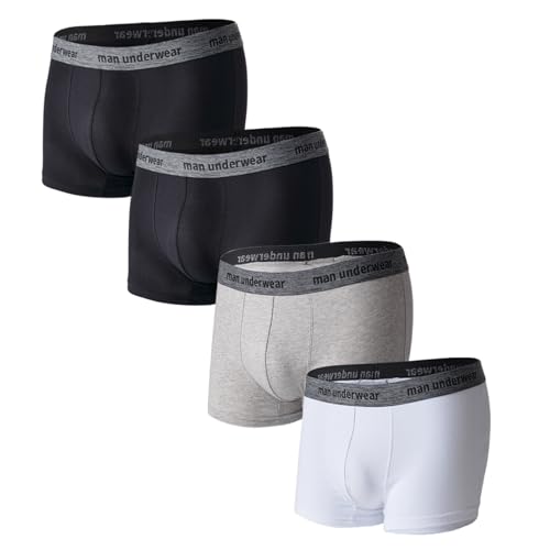 Hialegion Mens Trunks 4er in Klassischen Farben Herren Retroshorts mit Soffgummibund Männer Unterwäsche-Boxer für Sommer Sport XL von Hialegion