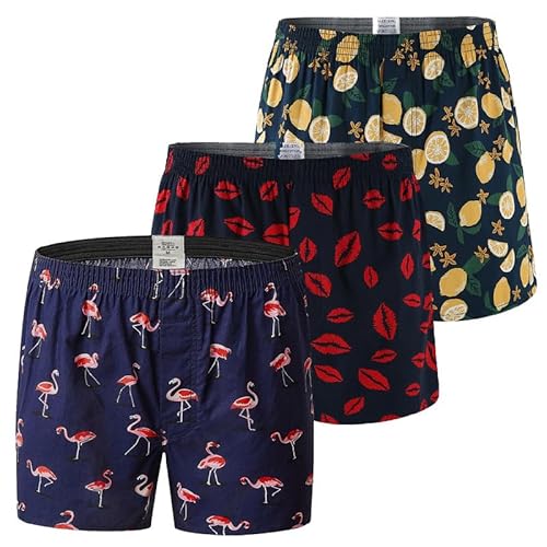 Hialegion Retroshorts für Herren Boxershorts Lustig Baumwolle Komfortabel Schlafhose Herren Kurz Männer Boxershorts Locker 3 Pack XL von Hialegion