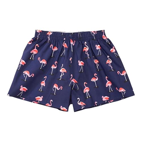 Hialegion Schlafhose Damen Baumwolle Boxershorts Pyjama Shorts Weich Schlafshorts Sommer Weite Kurze Hosen Damen Flamingos M von Hialegion