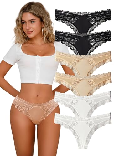 Hialegion Schöne Unterwäsche für Frau String Tanga Damen Unsichtbare Unterhosen Frauen Slip Damen Spitze 6PCS L von Hialegion