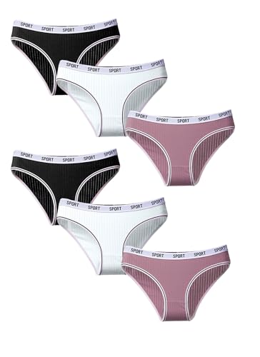 Hialegion Schöne Baumwoll Slip Unterhosen Damen Sport Höschen Unterwäsche Damen Nahtlos Große Größen Damen 6 Stück 2XL von Hialegion