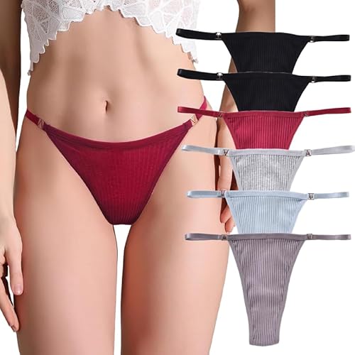 Hialegion Tanga Frauen Baumwolle Slip Tanga Damen G-String Sexy Atmungsaktiv Nahtlos Unterhosen Slips Mehrpack 6 Stück M von Hialegion