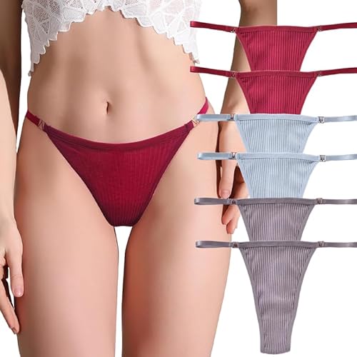 Hialegion Tanga Frauen Baumwolle Tanga Frauen G-String Sexy Unterwäsche Nahtlose Unterhosen Damen Bequem Slip Damen Tanga 6 Stück M von Hialegion