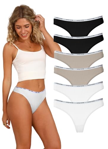 Hialegion Thong Schöne Baumwolle Damen Höschen Weich Intim Nahtlos Atmungsaktiv Plus Size 6 Stück 2XL von Hialegion