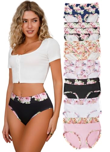 Hialegion Unterhosen Damen Blümchenmuster Sets Slips Briefs Große Größen Hipster Damen Unterwäsche Frauen Bequem 7PCS 1XL von Hialegion