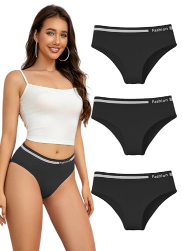 Hialegion Unterhosen Schwarz mit Hohe Taillen für Damen Tallienslips Elastisch und Weiche Frauen Slips Bauchweg 3er XL von Hialegion