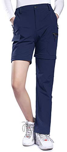 Hiauspor Damen-Zip-Off-Wanderhose-Atmungsaktiv-Trekkinghose Schnell Trockend Abnehmbar Outdoorhose Stretch Funktionshose Sommer Hosen (Navy, XS) von Hiauspor