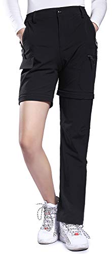 Hiauspor Damen-Zip-Off-Wanderhose-Atmungsaktiv-Trekkinghose Schnell Trockend Abnehmbar Outdoorhose Stretch Funktionshose Sommer Hosen (Schwarz, XS) von Hiauspor
