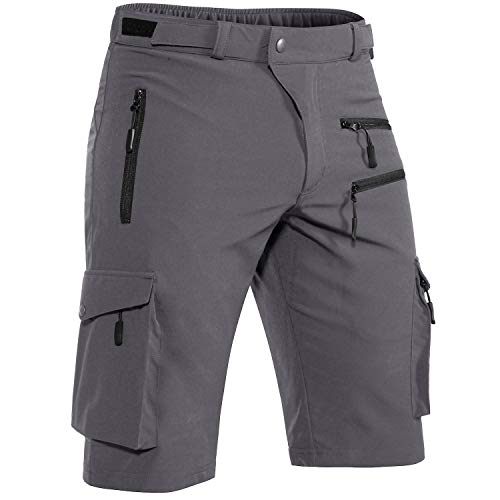 Hiauspor Shorts Herren, Sommer Leichte Schnelltrocknend mit 5 Taschen Cargo Bermuda Wanderhose Sport Chino Trekking Outdoor MTB Hose Männer Kurz Atmungsaktiv Stretch (Grau, M) von Hiauspor