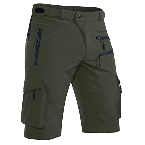 Hiauspor Shorts Herren, Sommer Leichte Schnelltrocknend mit 5 Taschen Cargo Bermuda Wanderhose Sport Chino Trekking Outdoor MTB Hose Männer Kurz Atmungsaktiv Stretch (Grün, L) von Hiauspor