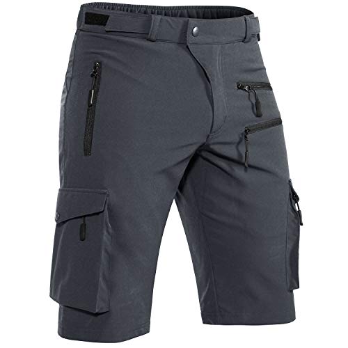 Hiauspor Shorts Herren, Sommer Leichte Schnelltrocknend mit 5 Taschen Cargo Bermuda Wanderhose Sport Chino Trekking Outdoor MTB Hose Männer Kurz Atmungsaktiv Stretch (Dunkelgrau, 2XL) von Hiauspor