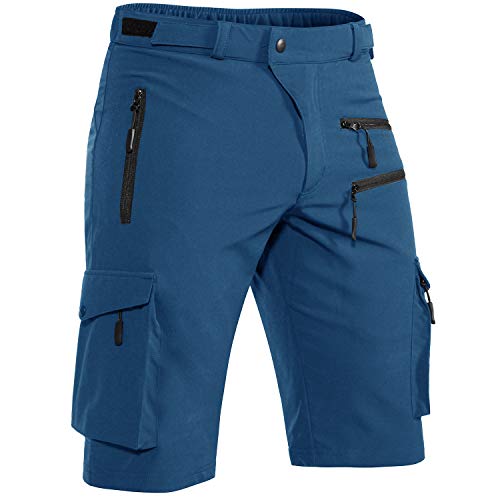 Hiauspor Shorts Herren, Sommer Leichte Schnelltrocknend mit 5 Taschen Cargo Bermuda Wanderhose Sport Chino Trekking Outdoor MTB Hose Männer Kurz Atmungsaktiv Stretch (Indigo, 3XL) von Hiauspor