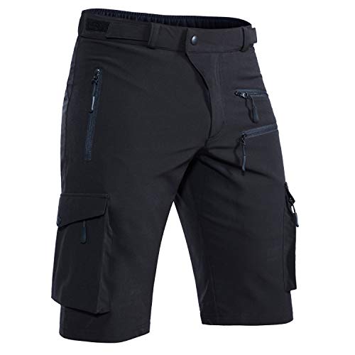 Hiauspor Shorts Herren, Sommer Leichte Schnelltrocknend mit 5 Taschen Cargo Bermuda Wanderhose Sport Chino Trekking Outdoor MTB Hose Männer Kurz Atmungsaktiv Stretch Schwarz 4XL von Hiauspor