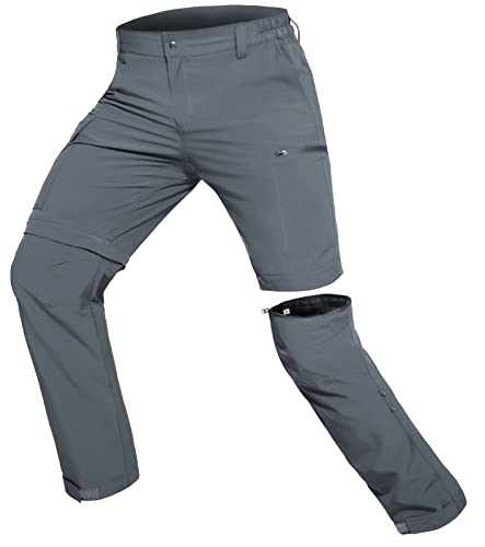 Hiauspor Wanderhose-Herren-Zip-Off-Outdoorhose-Sommer-Leicht-Trekkinghose-Atmungsaktiv-Schnell-Trockend-Funktionshose-Softshellhose-mit-5-Tiefe-Taschen (3XL, Hellgrau) von Hiauspor