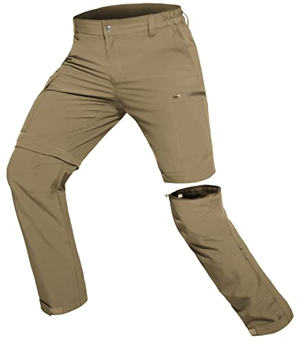 Hiauspor Wanderhose-Herren-Zip-Off-Outdoorhose-Sommer-Leicht-Trekkinghose-Atmungsaktiv-Schnell-Trockend-Funktionshose-Softshellhose-mit-5-Tiefe-Taschen (3XL, Khaki) von Hiauspor