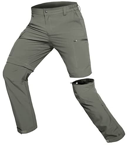 Hiauspor Wanderhose-Herren-Zip-Off-Outdoorhose-Sommer-Leicht-Trekkinghose-Atmungsaktiv-Schnell-Trockend-Funktionshose-Softshellhose-mit-5-Tiefe-Taschen (4XL, Salbei Grün) von Hiauspor